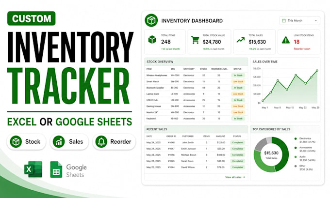 build a custom inventory tracker in excel or google sheets