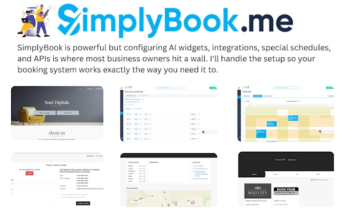 setup your simplybook booking system with integrations