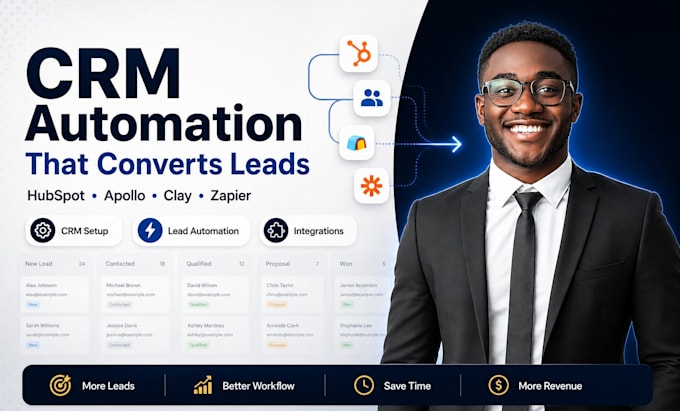 setup apollo io, claycom, hubspot, pipedrive, bitrix24, ghl, zoho, zapier