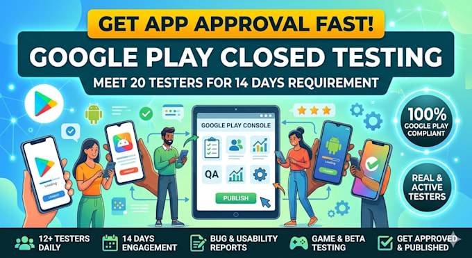 provide 12 google play app tester for mobile and beta tester