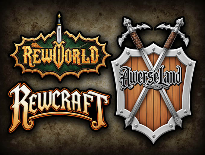 create unique fantasy, rustic, and sci fi logo for games