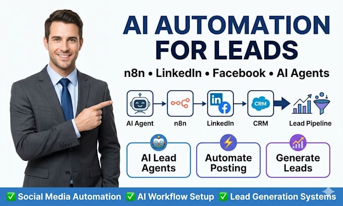 build n8n ai linkedin facebook post automation workflow lead generation agent