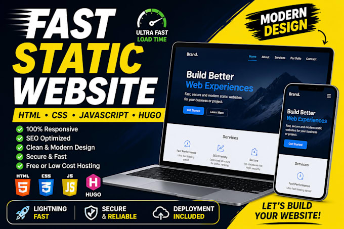 build fast static websites or landing pages for you