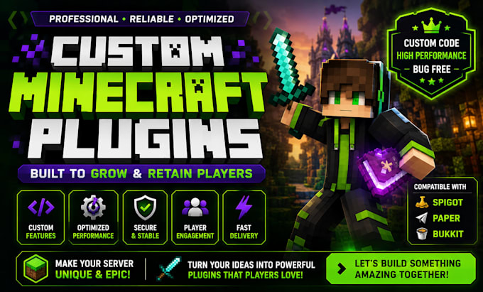 create custom minecraft plugins for spigot paper and bukkit servers