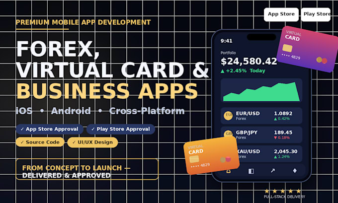 develop forex, virtual card and business mobile app for android and ios