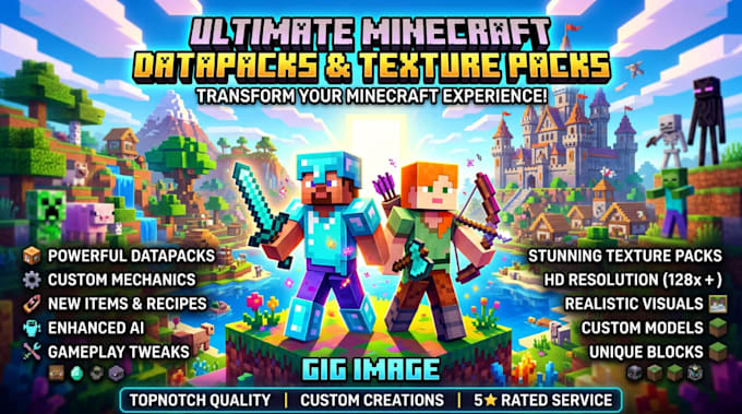 create advanced minecraft datapacks and texture packs for your minecraft server