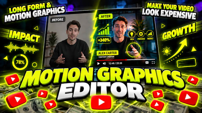 be your long form video editor with motion graphics for vsl and youtube