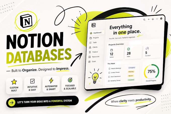 create custom notion database and project management system