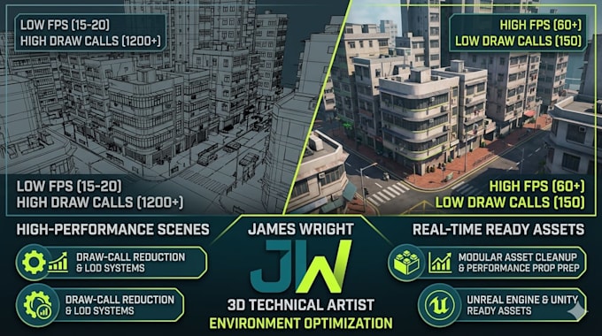 optimize 3d environments and modular assets for game engines