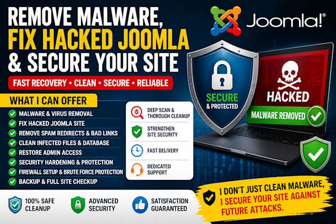 remove malware, fix hacked joomla website and secure your site