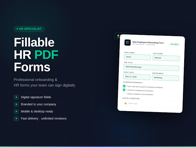create professional fillable PDF forms for HR departments and onboarding