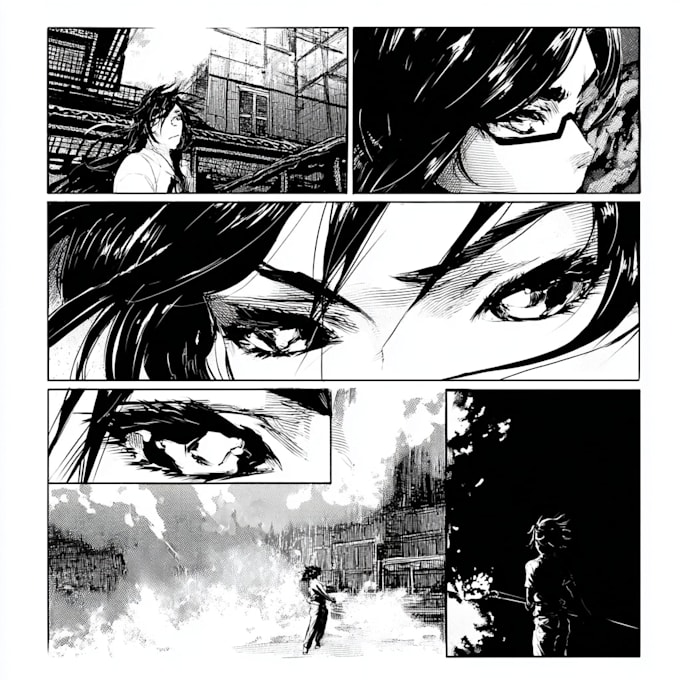 Draw a black and white comic page with cool manga style by Alavader ...