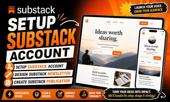 setup substack account, design substack newsletter, create substack publication