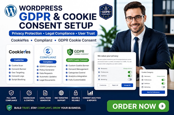 setup wordpress gdpr and cookie consent plugins cookieyes complianz gdpr cookie