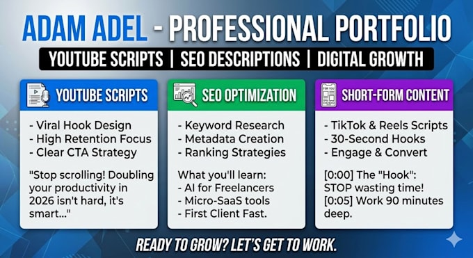 write viral youtube scripts and seo video descriptions