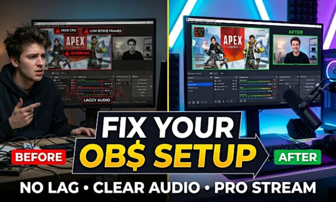 set up obs studio for streaming, recording, scenes, and audio optimization