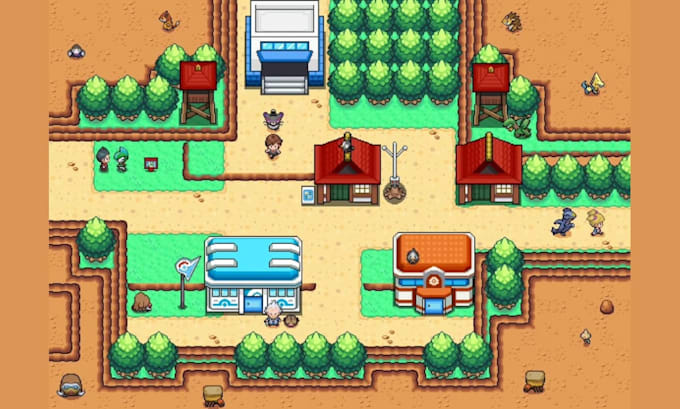 do custom pokemon pixel art tileset, overworld assets, tile map, pokemon game