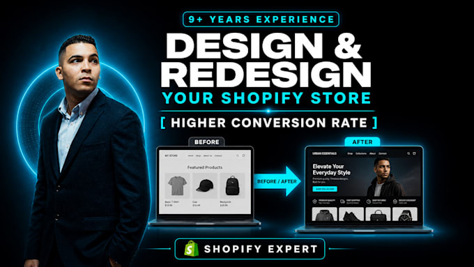 design or redesign your shopify store for higher conversion