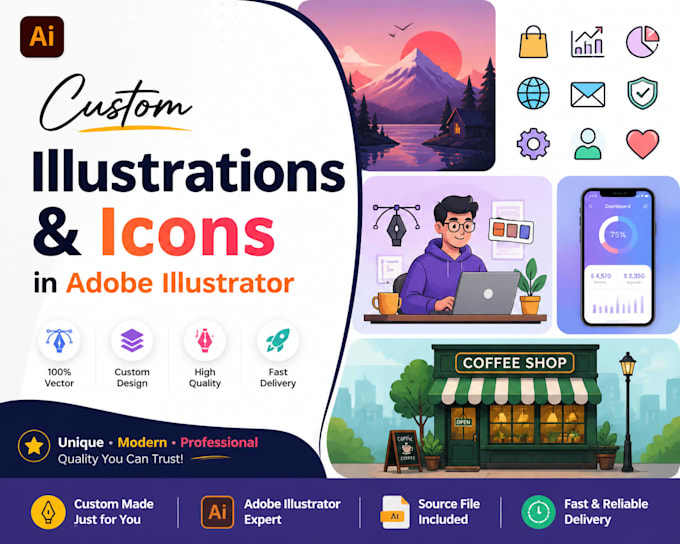 create custom illustrations and icons in adobe illustrator