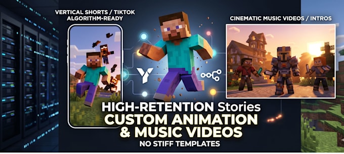 create a 3d minecraft animation, music video, intro or youtube shorts