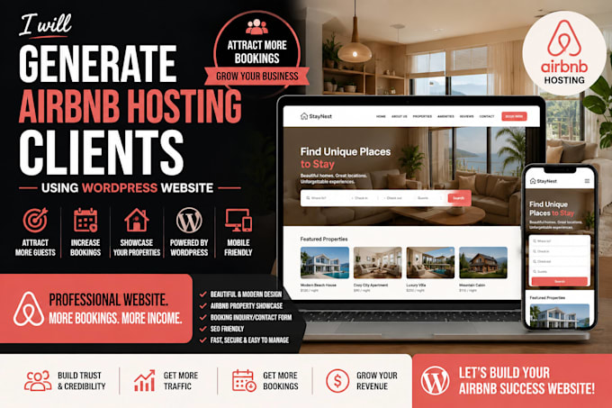 generate airbnb hosting clients using wordpress website