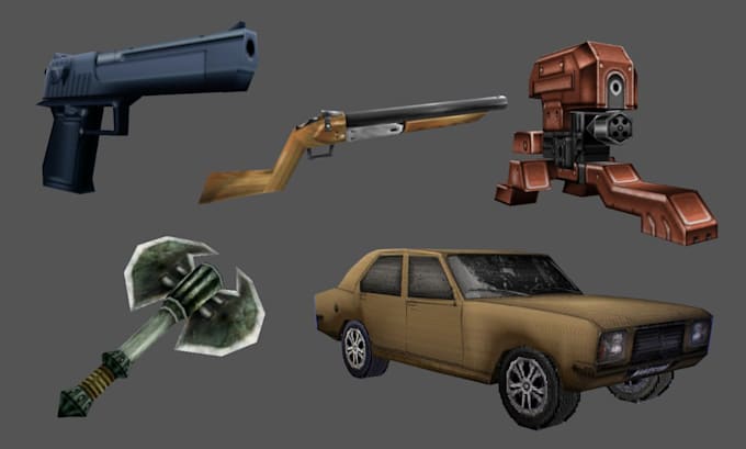 create low poly ps1 ps2 psx game assets, props, low poly ps1 character for games