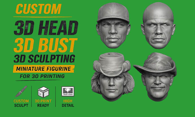do custom 3d head 3d bust 3d sculpting for 3d printing 3d miniature tabletop