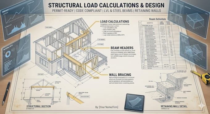 Ontwerp balkkop, muurbrace, draagmuur structurele berekeningen