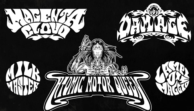 create psychedelic, stoner, rock, metal for your band logo
