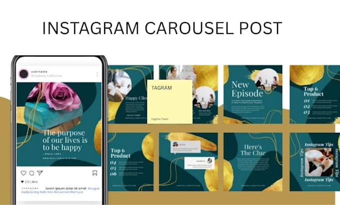 instagram carousel canva template, editable canva social media kit, branding kit