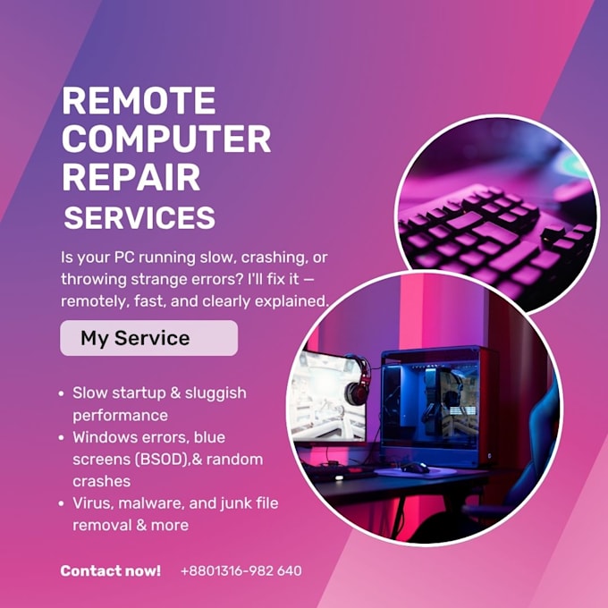 fix your slow PC, windows errors, software problems remotely