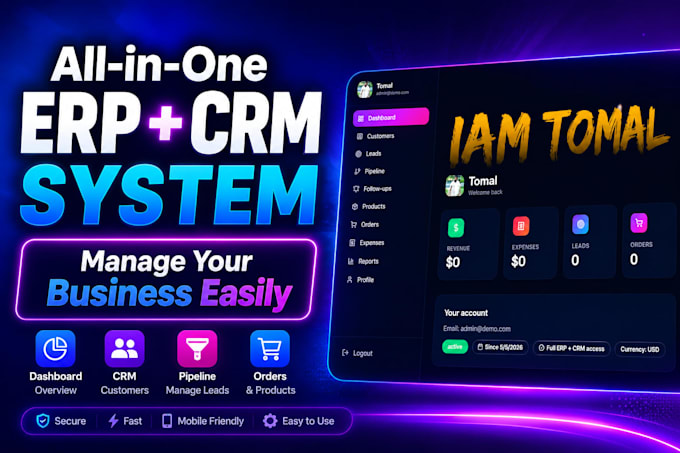 develop custom business or retail CRM system, erp system for fast sale