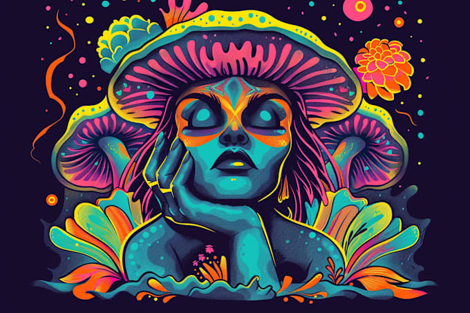 do modern trippy psychedelic style logo design