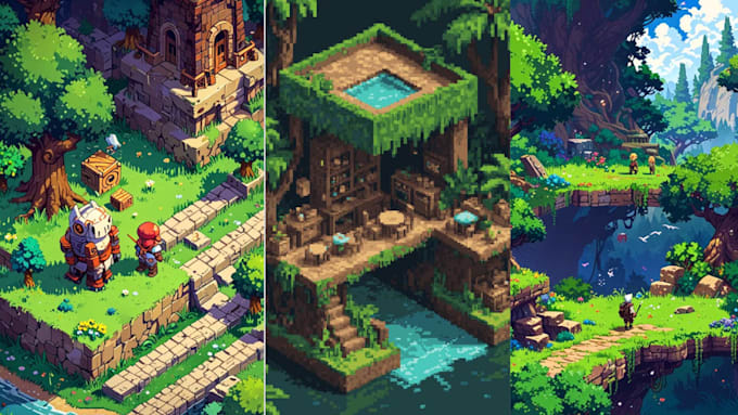create pixel art tileset sprite sheet background 2d top down rpg map game assets