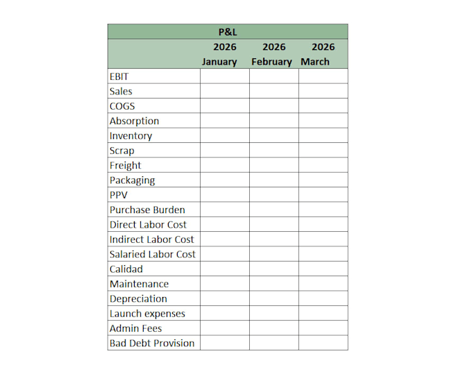 prepare financial pl analysis and forecast