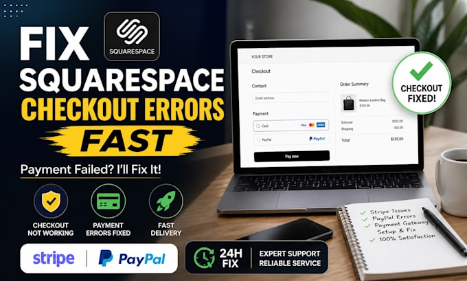 fix squarespace checkout, payment, and stripe errors fast, squarespace website