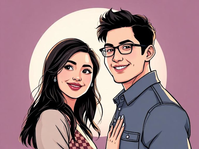 illustrate a fabulous couple portrait illustration