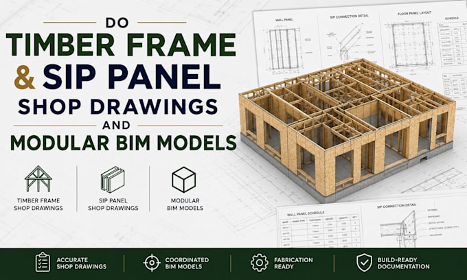 do timber frame and sip panel shop drawings and modular bim models
