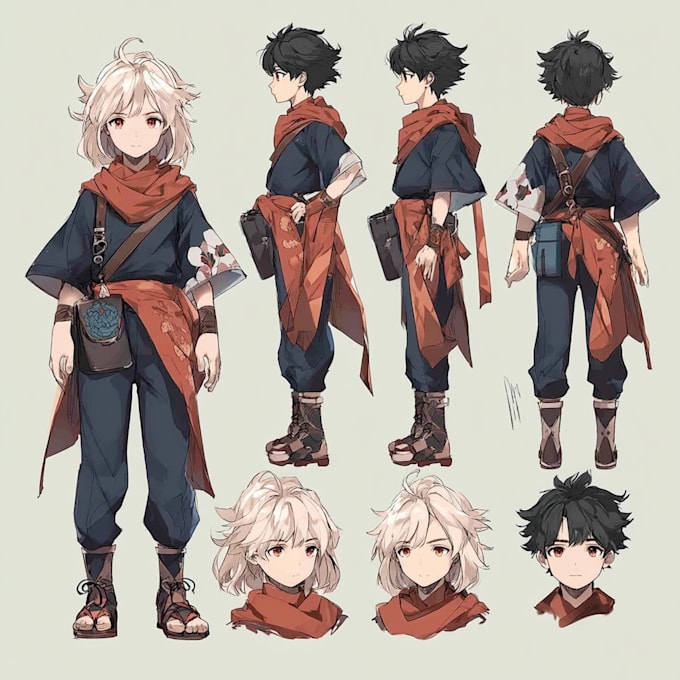 create full anime character sheet with details