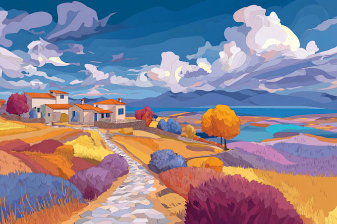 draw a flat vector landscape illustration