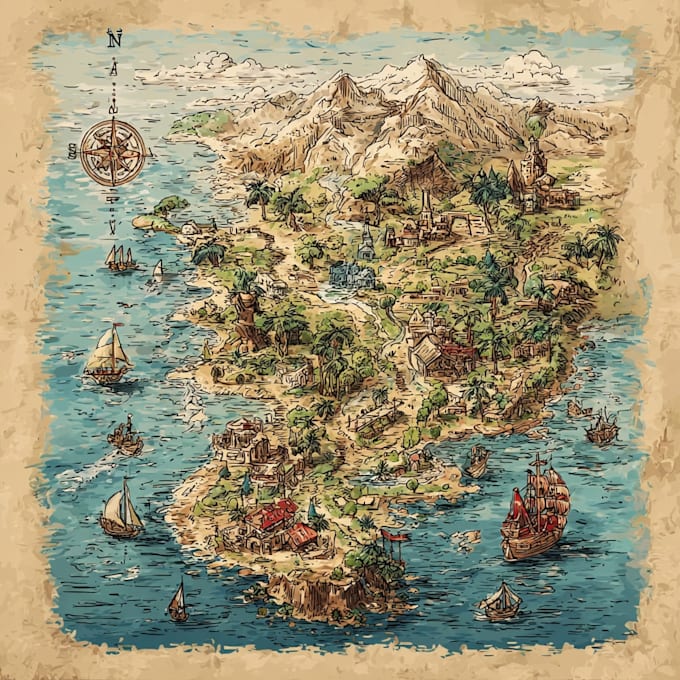 create custom hand drawn map vector design