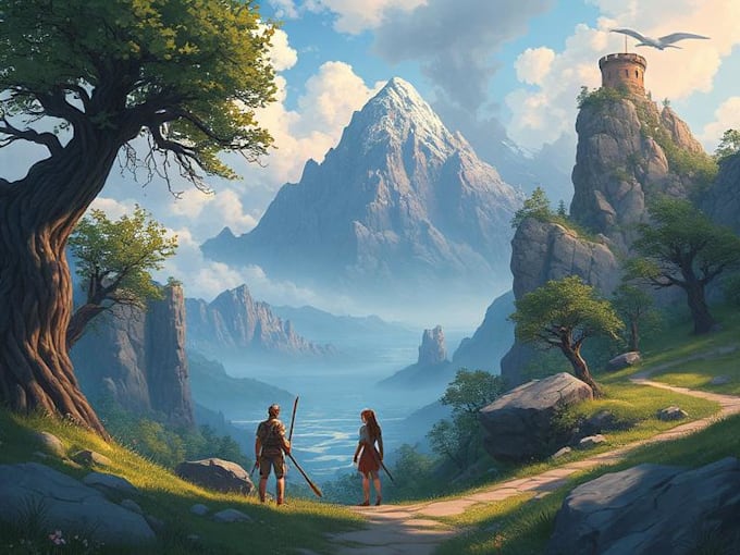 draw a fantasy landscape illustration
