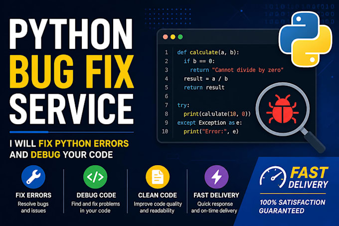 fix python errors and debug your code