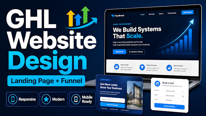 design a modern gohighlevel website and landing page