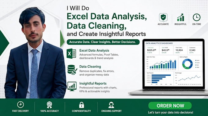 do excel data analysis, data cleaning, and insights report