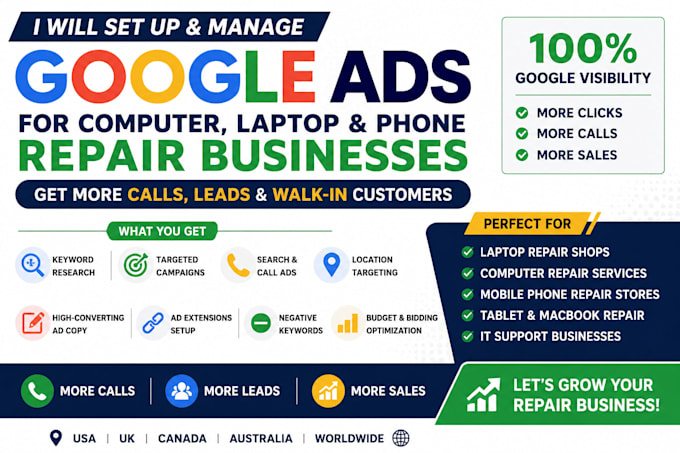 manage google ads for computer and laptop repair services