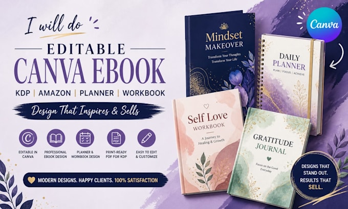 do editable canva ebook kdp amazon planner design workbook canva ebook design