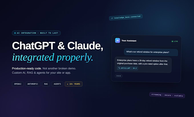do ai chatbot ai agent chatgpt claude openai integration development
