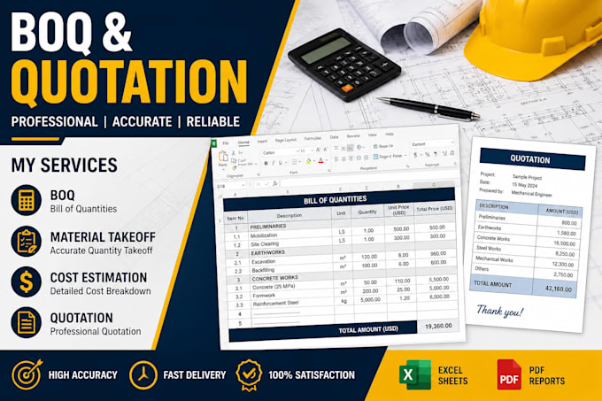 prepare a professional boq and quotation for construction projects