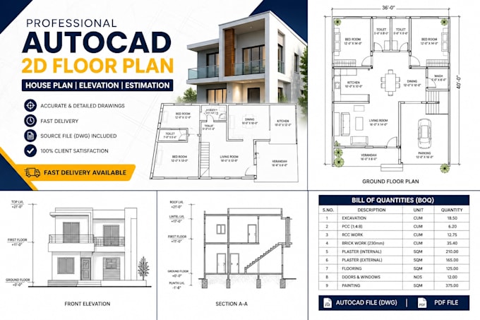 draw professional autocad floor plan